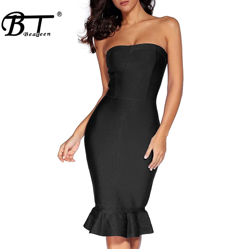 

Beateen 2019 New Hot Women's Strapless Bandage Dress Sexy Party Club Dress New Sleeveless Bodycon Party Bandage Dresses
