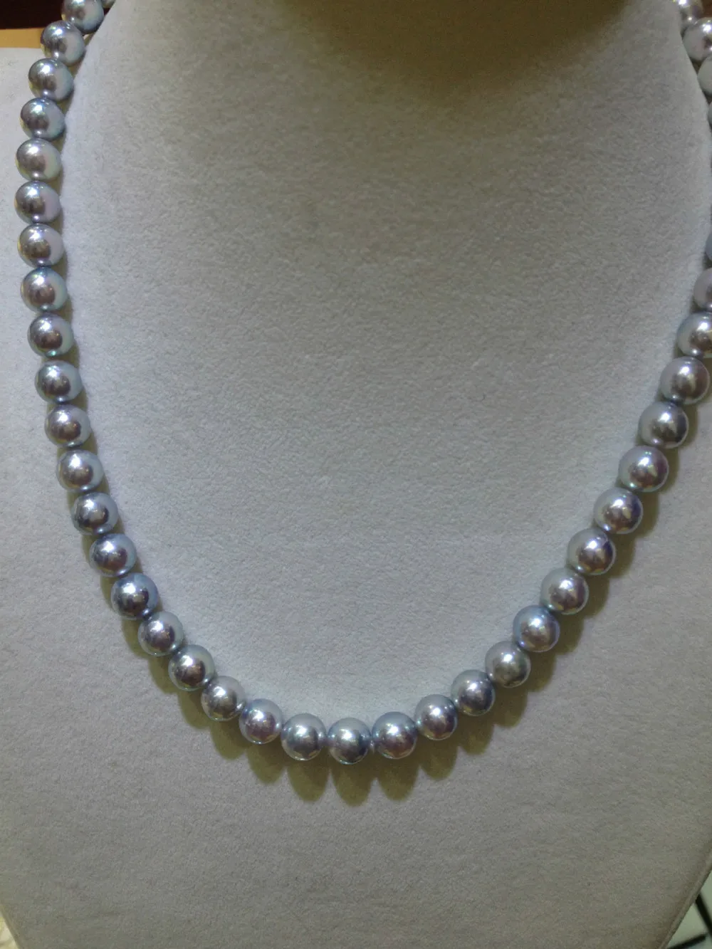 

Simple Sea Water Pearl Necklace Natural Japan Akoya Pearls 7.5MM 45CM Perfect Round Grey Color Free Shipping