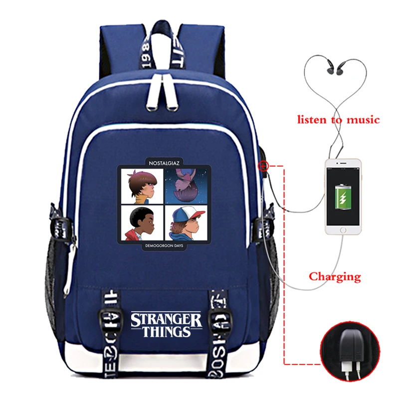 

Fashion Stranger Things USB Charge Backpack Boys Girls School Rucksack Men Women Daily Bag Beautiful Teens Laptop Knapsack