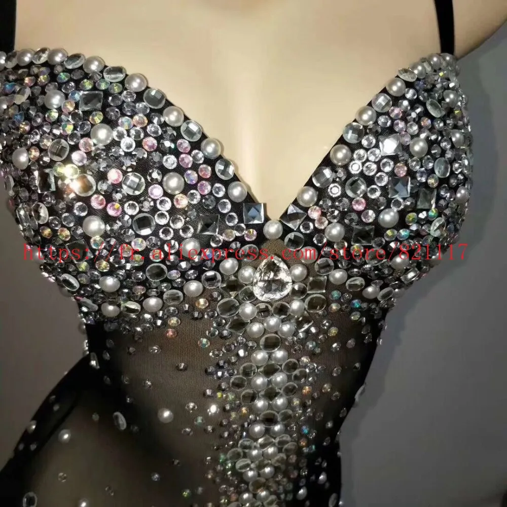 Высококачественные черные комбинезоны с вырезами и бисером высокоэластичные