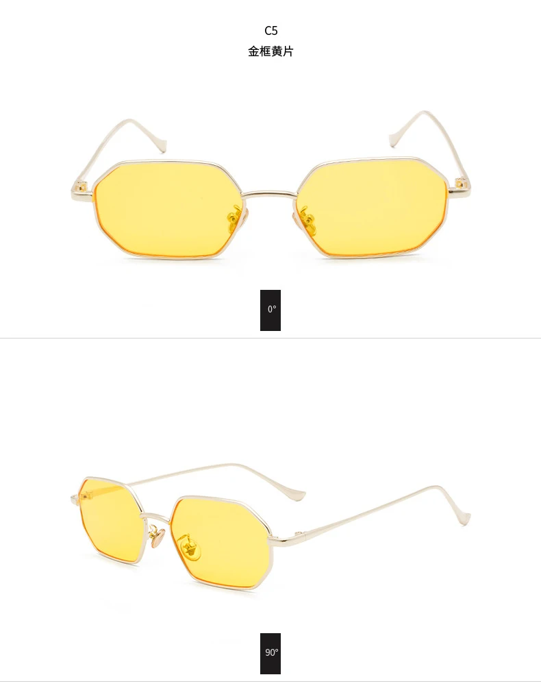 Ретро солнцезащитные очки пилота для мужчин и женщин Роскошные желтые черные линзы Квадратные Солнцезащитные очки винтажные маленькие зеркальные цветные солнцезащитные очки