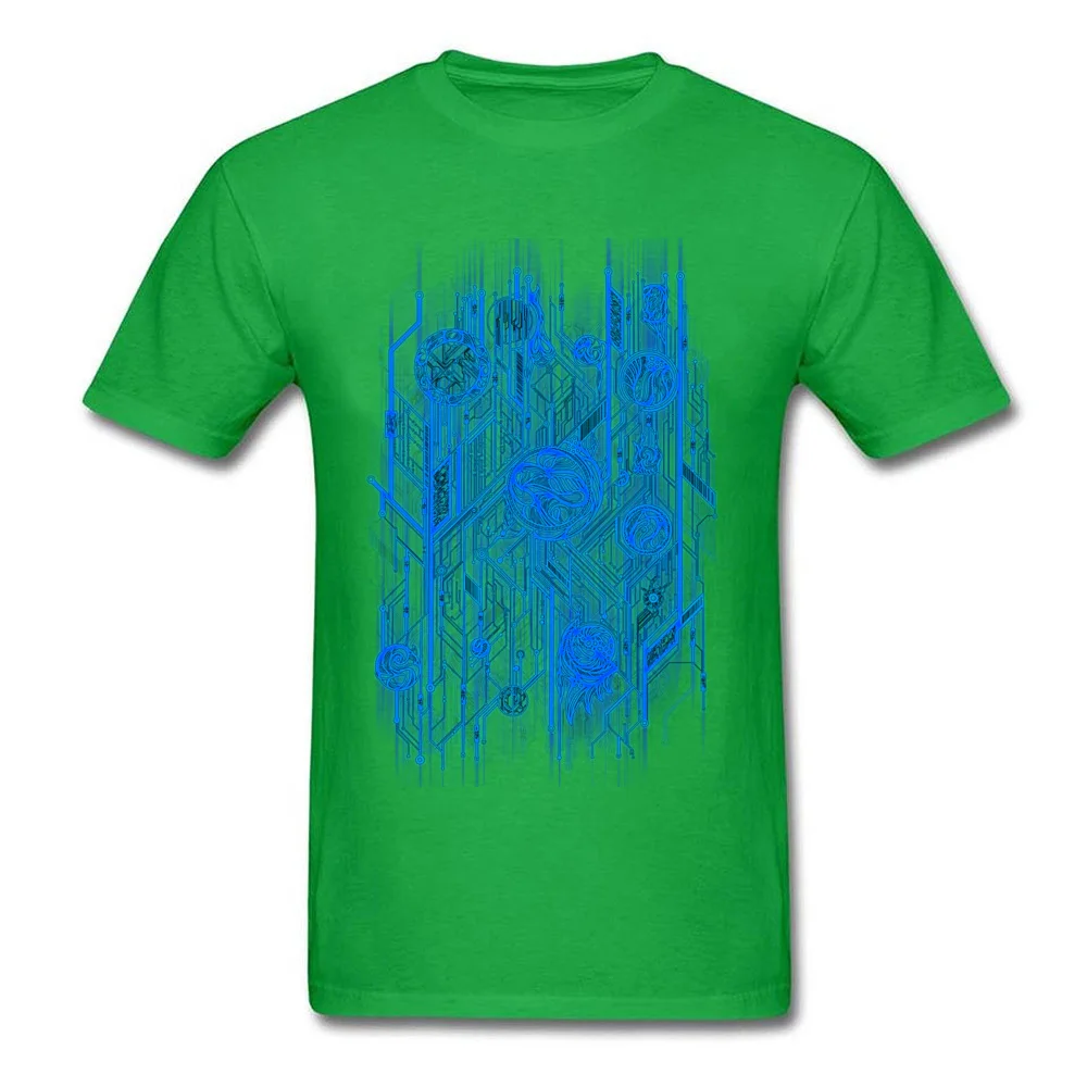 Zen Doodle Circuit Blue NEW YEAR DAY Pure Cotton Round Collar Tees Short Sleeve Funny T Shirt Fashionable Customized T-shirts Zen Doodle Circuit Blue green