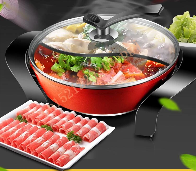 220 В AUX Электрический Hot Pot 4L Многофункциональный антипригарным электрическая сковорода два-вкус Hot Pot WR-Y15040-03N