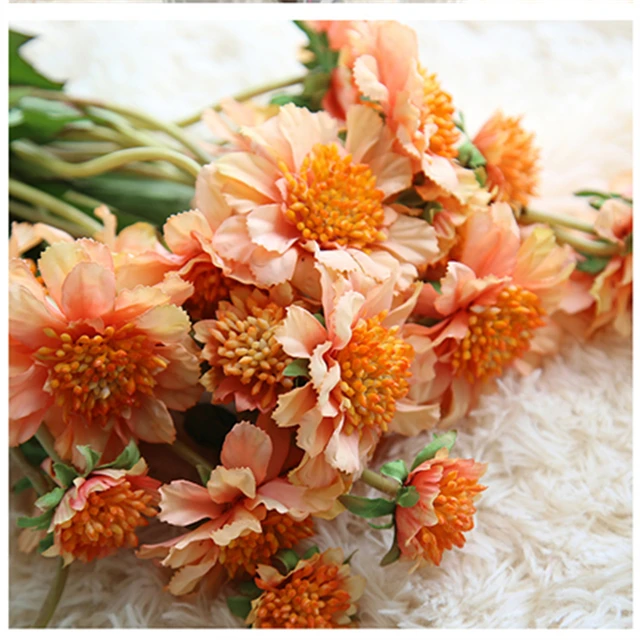 3 Heads Orange Artificial Flower Windmill Orchid For Home Garden 3 Heads Orange Artificial Flower Windmill Orchid For Home Garden Indoor Plants Wedding Bouquet Table