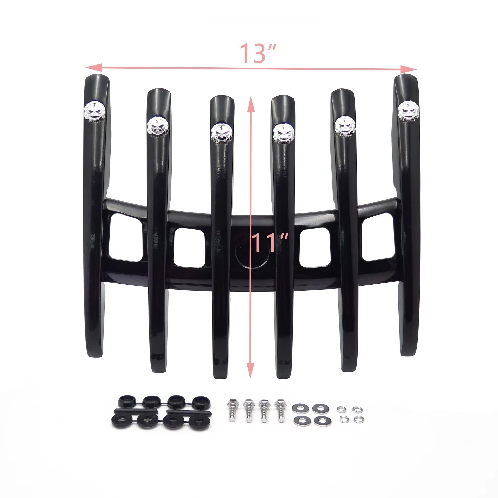 

Aftermarket free shipping Skull Stealth Top Luggage Rail Rack for Harley Touring Road King FLHR Tri Glide