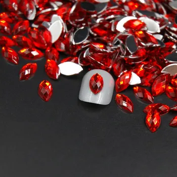 

Glue On rhinestone Marquise Acrylic Rhinestones Beads Red Horse Eye Stones 3D Design DIY Nail Art Decorations Nail Decal