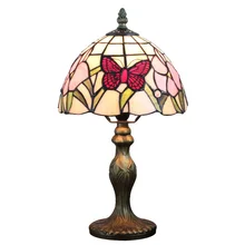 Настольные лампы Tiffany Стиль 8 дюймов бабочка цветное стеклянный стол светильник море Стиль Спальня No.8S2545