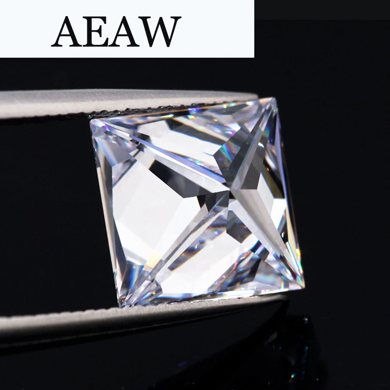 AEAW 3 Carat 8mmx8mm F Color Princess Cut Moissanite Lab Diamond Loose Stone Test Positive as Real Diamond