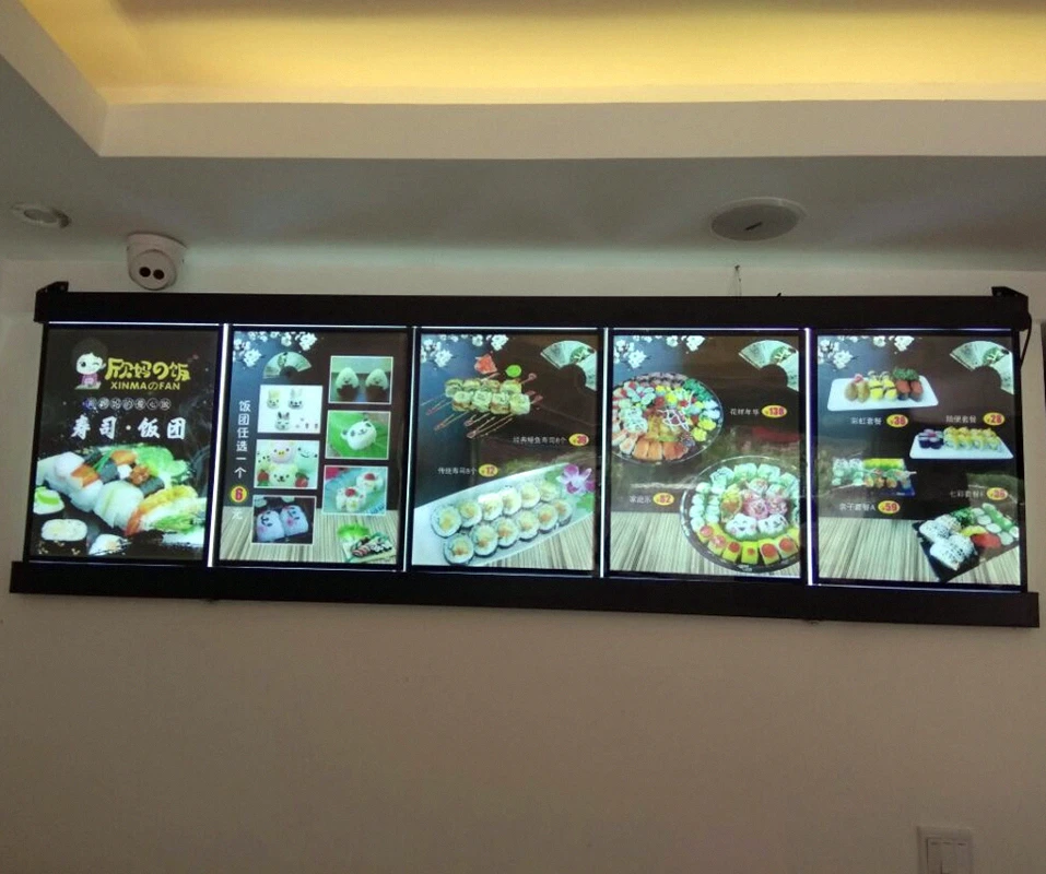 Indoor Wall Mounted Super Thin Led Menu Panels Black Aluminum Frame Led ...