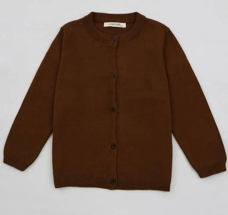 Детский свитер кардиган для девочек Новинка года, Весенняя хлопковая одежда Высококачественная трикотажная куртка модный свитер, пальто Одежда для маленьких девочек - Цвет: Brown