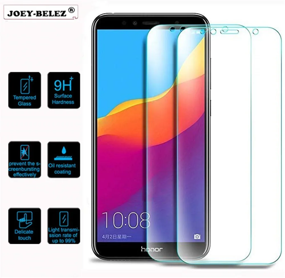 

2 Pcs Tempered Glass For Huawei Y5 Y6 Y9 Prime 2018 P20 Lite P20 P Smart Screen Protector Film Honor 7A 7C Pro Protective Glass