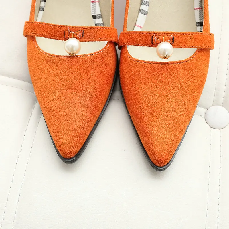 Женская обувь синего и оранжевого цвета; туфли-лодочки на среднем каблуке; женская обувь; модная женская обувь с острым носком; цвет черный, серый; большие размеры
