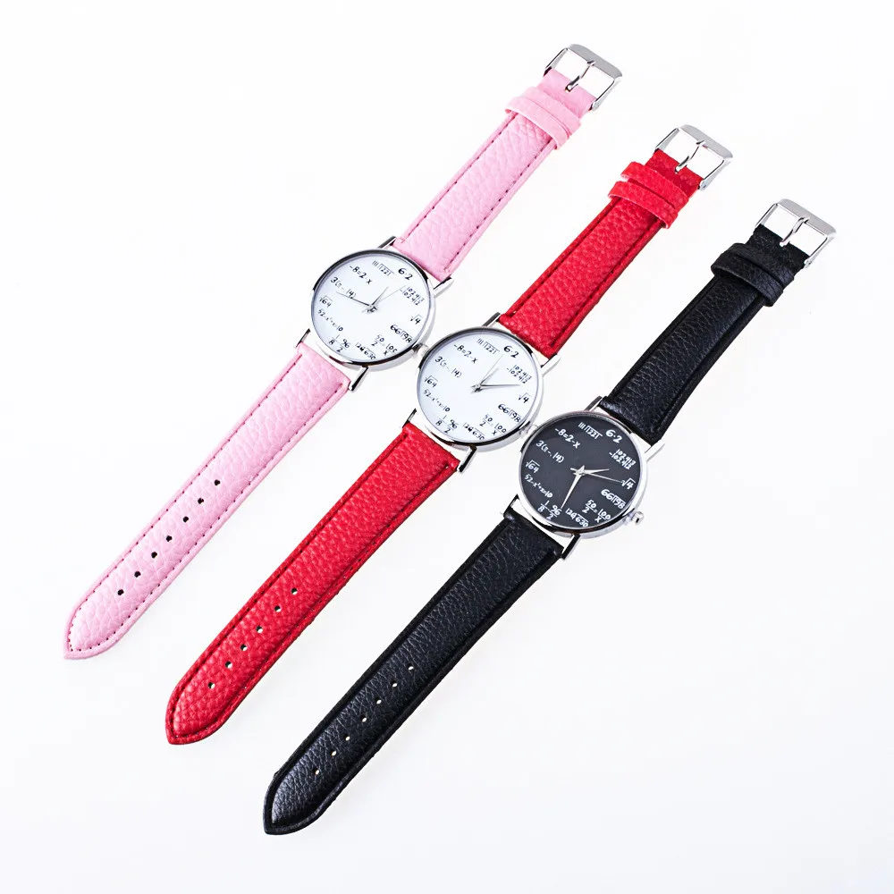 Math formula часы для женщин Мода для девочек функция Кожаный ремешок аналоговые кварцевые наручные часы женские часы подарок для детей