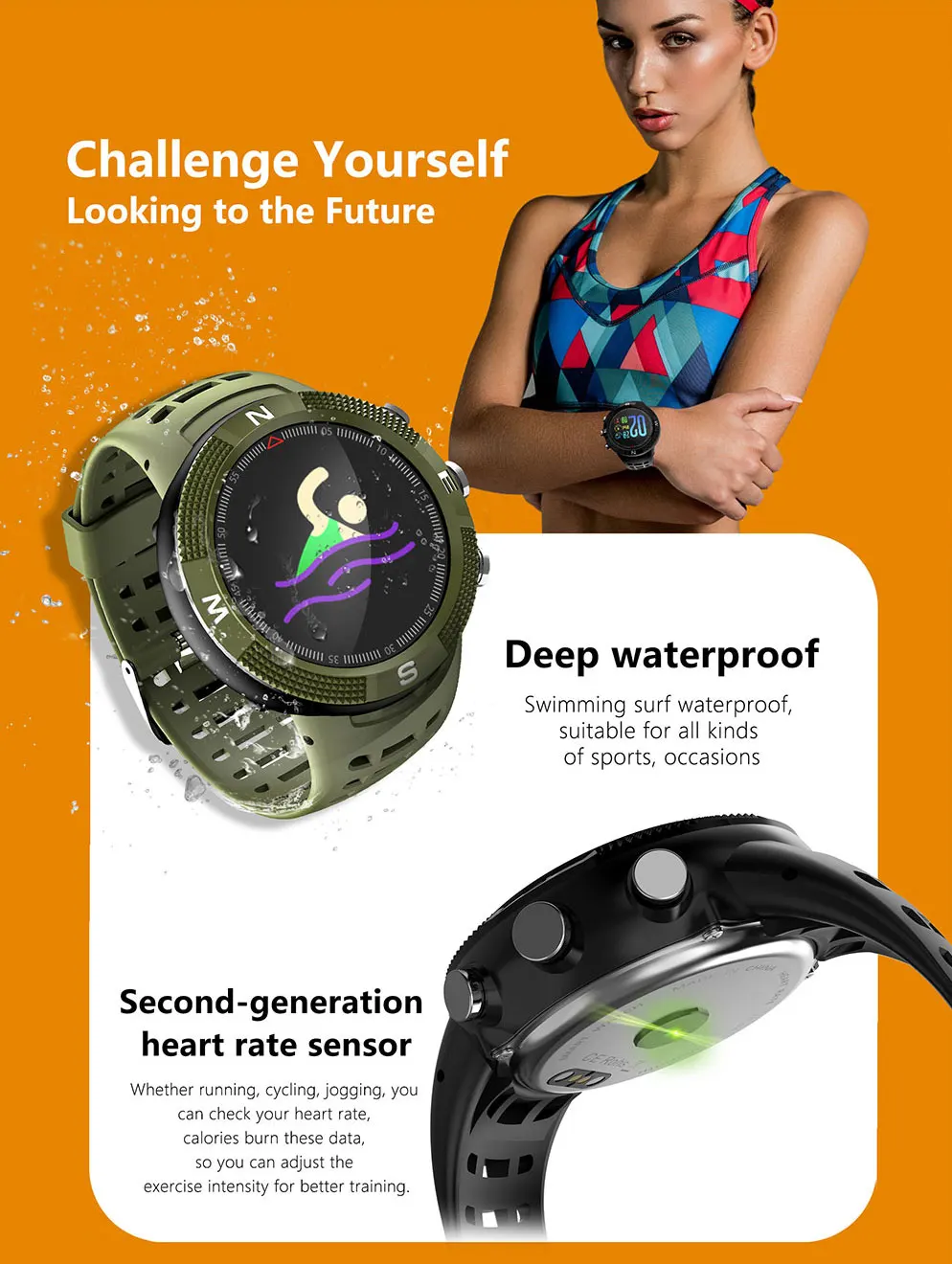F18 Outdoor GPS Positioning Sports Smartwatch IP68 waterproof compass watch Call Message Reminder Heart Rate BT 4.2 Smart Watch Sadoun.com