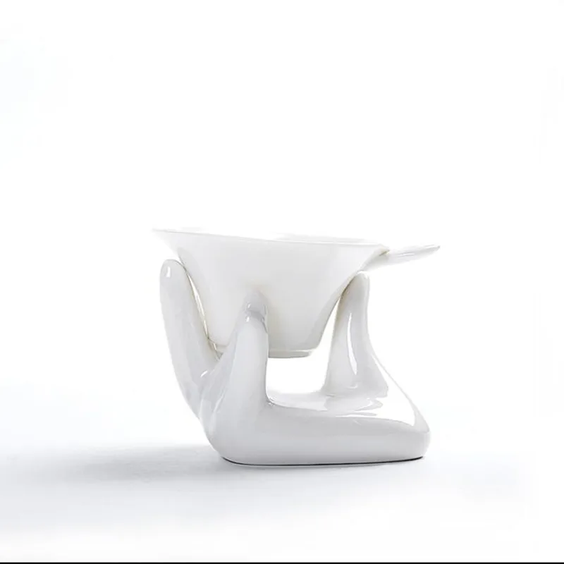 

White Porcelain Fine Mesh Kungfu Tea Funnel Strainer Filter Holder Stand Health Tea Parts Accessories Tools Gifts