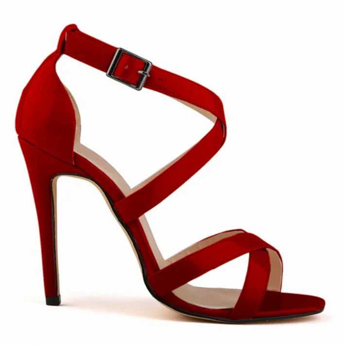 Новинка; Летние Женские однотонные римские сандалии из лакированной кожи в сдержанном стиле; туфли на высоком каблуке с открытым носком; пикантные вечерние женские сандалии с перекрестной пряжкой - Цвет: Wine red