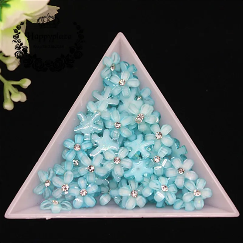 100pcs 10mm Glitter Rhinestone Resin Five-Petal Little Flowers Resin Flatback Cabochon DIY Jewelry/Phone Decoration