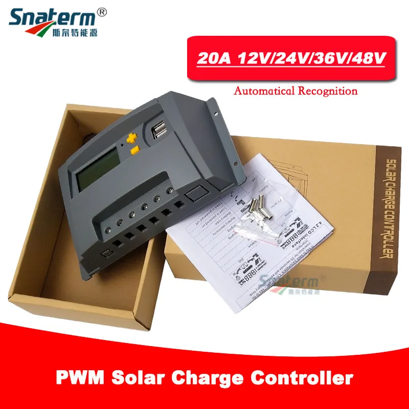 

20A 12V 24V 36V 48V Auto Solar PV Charge Controller PV Regulator 20A Fully automatic identification Solar Charger with LCD&5VUSB