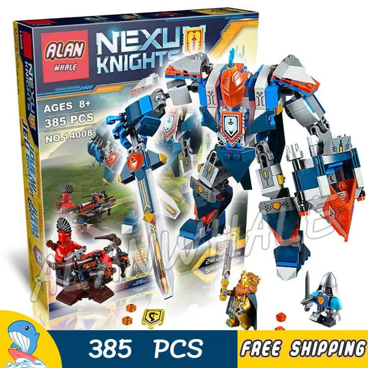 

385pcs Knights The King's Mech Saber Robots Mobile Suits 10487 Figure Building Blocks Children Nexus Compatible With LegoING