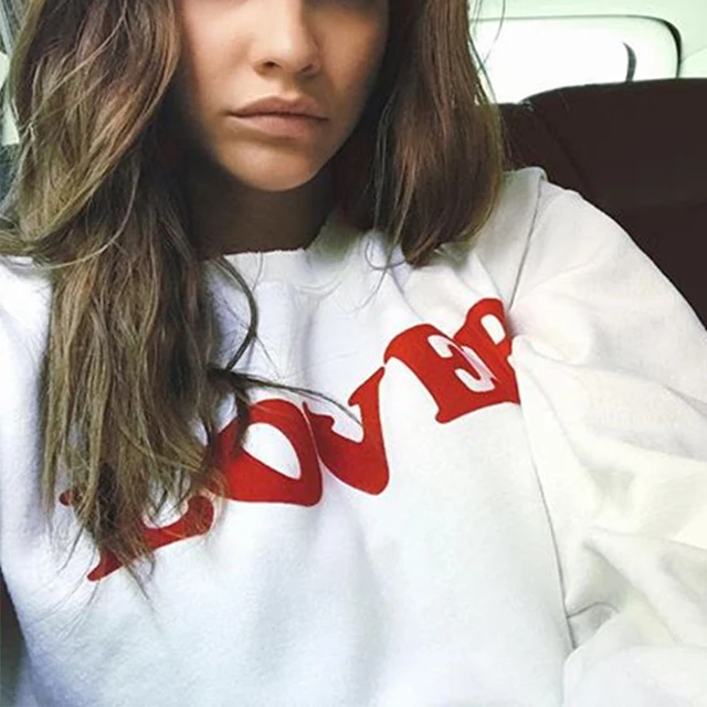 Amante rojo letra impresión sudadera mujeres Tops tumblr