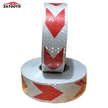 

ZATOOTO 5CM*45M Red White Arrow Reflective Safety Warning Tape Conspicuous Reflective Wall Sticker Warning Tape For Truck Car