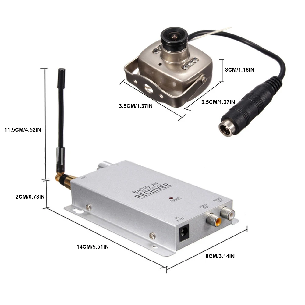 Высокое качество 1,2G беспроводная камера 208C камера наблюдения Радио AV Приемник с блоком питания полный комплект