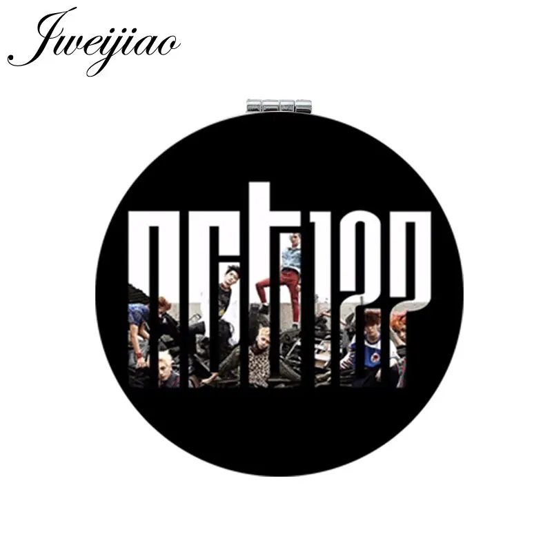 

JWEIJIAO KPOP Singer Boys Round Leather Pocket Mirror BTS ARMY High Quality Printed White PU Folding Compact Mirrors