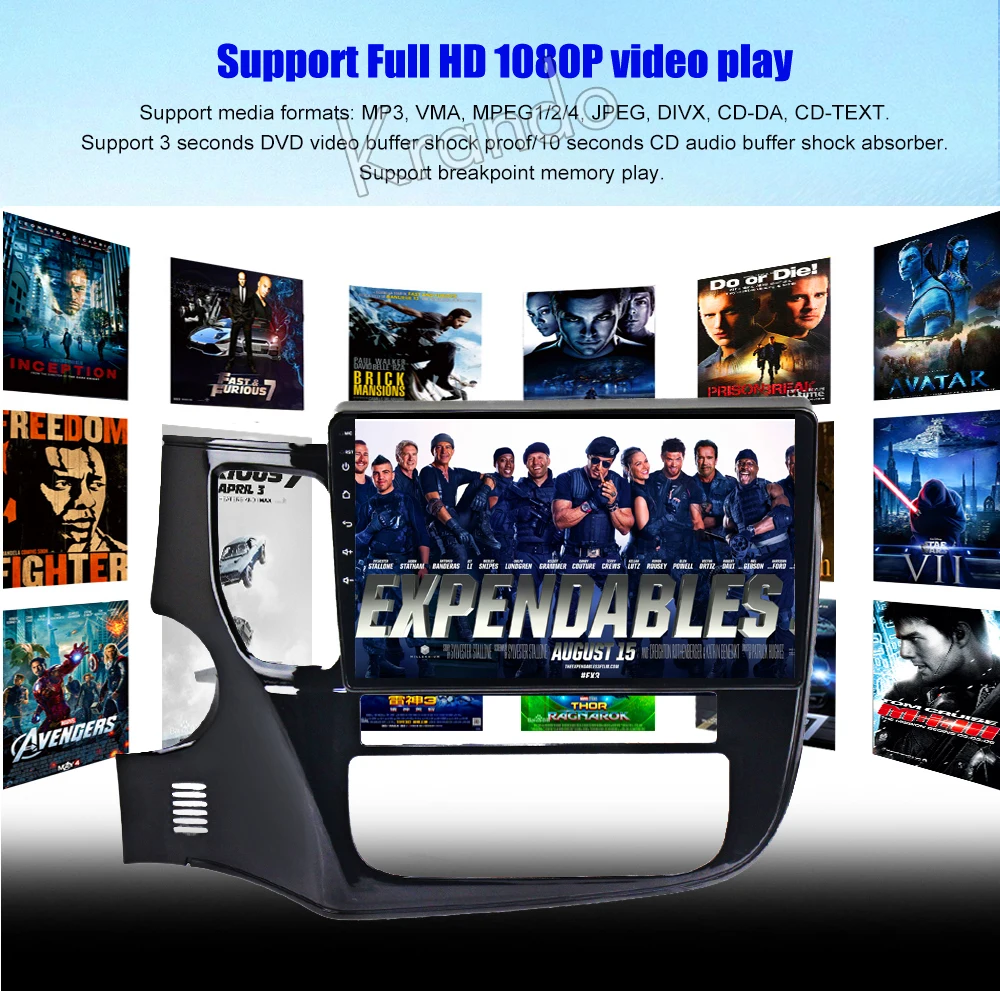 Discount Krando Android 8.1 10.1" IPS Full touch car multimedia player for MITSUBISHI Outlander 2014- 2017 GPS navigation system BT 12