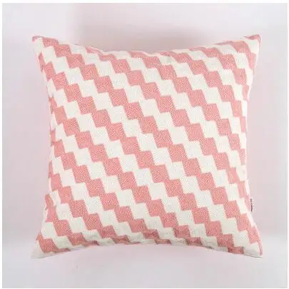 Скандинавская розовая наволочка с вышивкой в полоску, Минималистичная Геометрическая наволочка для дивана, наволочка для гостиной, спальни, поясная наволочка