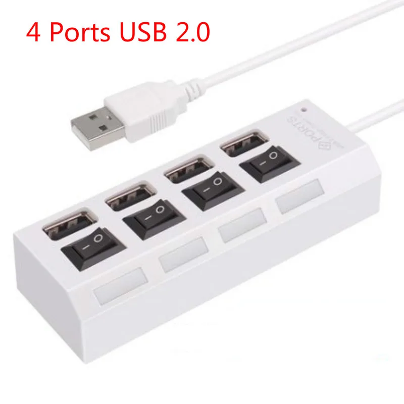 USB 3,0 концентратор 2,0 концентратор Мульти USB разветвитель 4/7 порт расширитель несколько USB 3 Hab с адаптером питания USB3.0 концентратор с переключателем для ПК - Цвет: USB2.0 4Port Hub