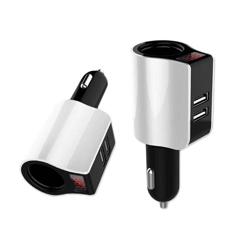 

Dual USB Car Charger Cigarette Lighter Socket LED Voltmeter Ammeter Adapter