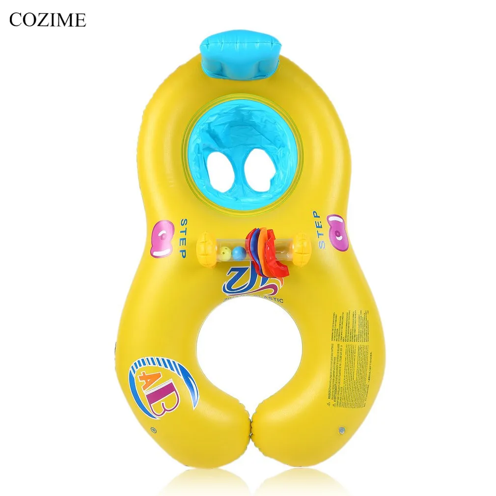 COZIME Baby Swimming Float Neck Inflatable Mother Baby Swim Float Ring Double Person Swimming Ring Safety Swim Pool Accessories