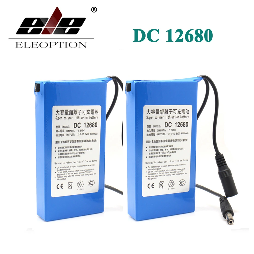 ELEOPTION 2 шт. высокое качество 6800 мАч 12 в 500 раз перезаряжаемая батарея DC12680
