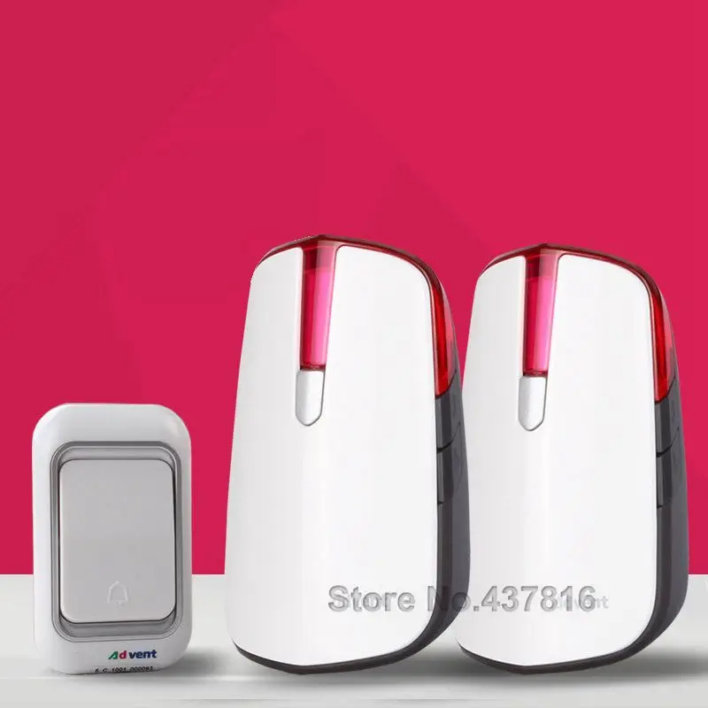 Household Wireless Doorbell,1 Transmitter+2 Receivers, Waterproof Electronic Elderly Pager Nightlight Max Receive distance 280M Household Wireless Doorbell,1 Transmitter+2 Receivers, Waterproof Electronic Elderly Pager Nightlight Max Receive distance 280M