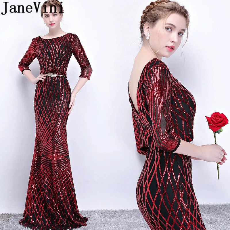 JaneVini Glanzende Pailletten Avondfeest Jurken Bruiloft Gast 2019 Mermaid Halve Mouwen Gold Sash Moeder Van De Bruid Jurken Lange JaneVini Glanzende Pailletten Avondfeest Jurken Bruiloft Gast 2019 Mermaid Halve Mouwen Gold Sash Moeder Van De Bruid Jurken Lange