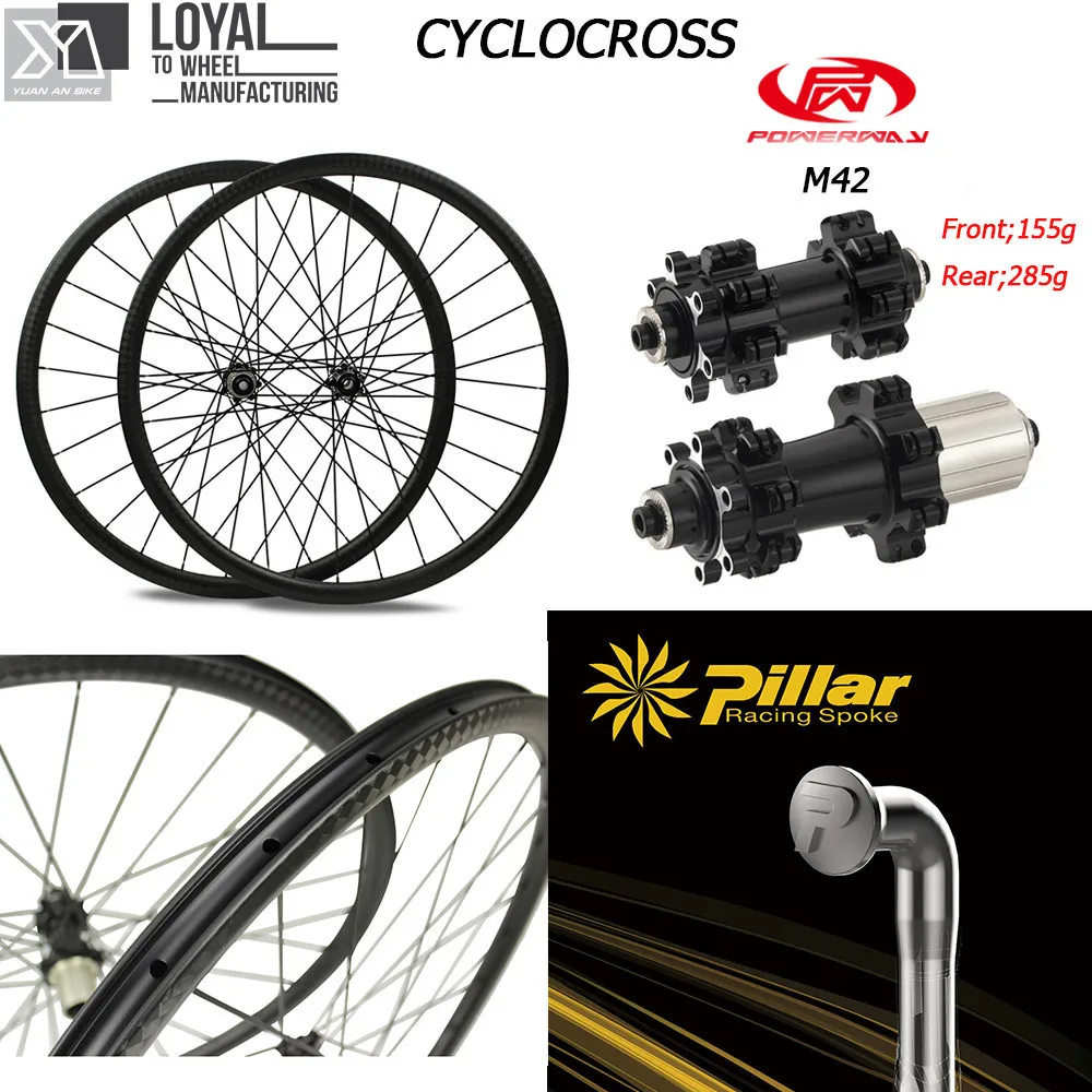 Discount Taiwan Powerway CT31 Disc Brake Center Lock 700c Gravel Bike Wheel Clincher Tubular Tubeless Carbon Cyclocross Wheelset 0