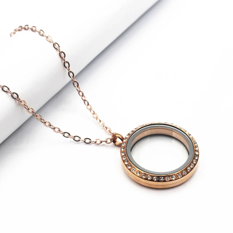 Free Chain 30mm Rose Gold Stainless Steel Crystal Floating Lockets Necklace Twist Glass Locket Pendant Necklace For Womenpcs Necklace Twisted Locket Necklacependant Necklace Aliexpress