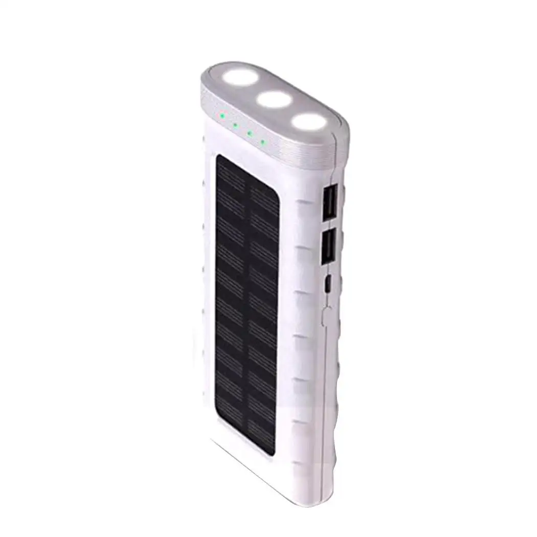 Durable Practical Dual USB Ports Solar 13000mAh powerbank Power 5V/2.1A Bank 5V/1A 2A With LED Flashlight - Цвет: white