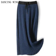 Осень и зима размера плюс плиссированные юбки женские трикотажные юбки сексуальные Обтягивающая одежда юбка миди
