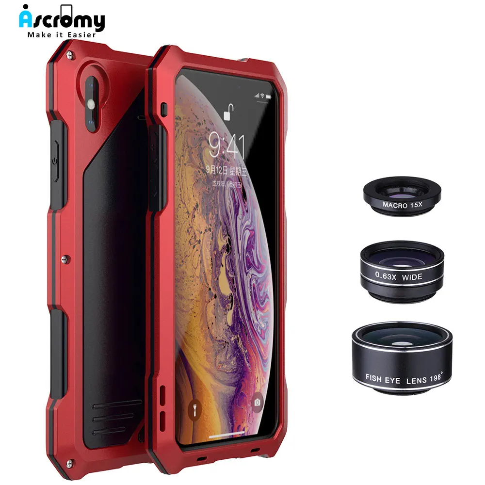 

Ascromy For iPhone XR Lens Kit Case Fisheye Macro Wide Angle Cover For iPhone XR iPhonexr 198 degree Fish eye Camera Accessories