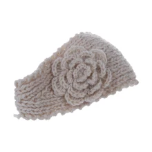 Для женщин крючком вязать цветок оголовье тюрбан ухо теплым аксессуары для волос 130 мм