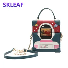 Robot box bag 2016 fashion cartoon women messenger bags new winter chain shoulder bag