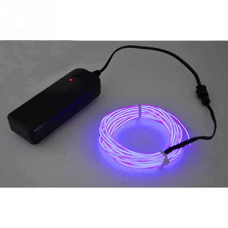Гибкий светодиодный неоновый светильник, светящийся провод, кабель+ контроллер батареи, светодиодный светильник для автомобиля, Рождественский, Свадебный декор - Испускаемый цвет: purple
