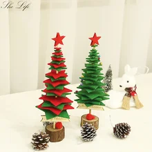 Mini Christmas Tree Ornament DIY Felt Package Handmade Non-woven Desktop Xmas New Year Decoration