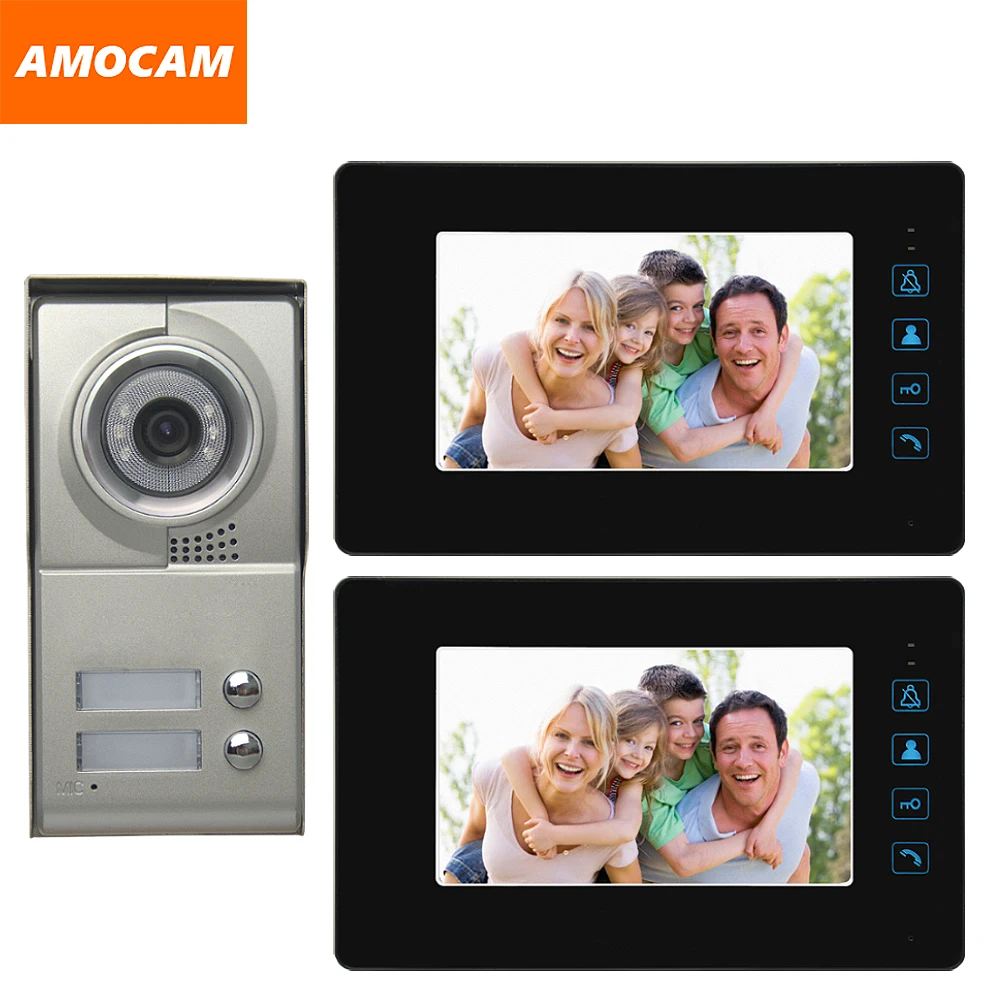 2 предмета, видео-домофон в квартиру система " монитор видео-дверной звонок для Алюминий сплав Камера для 2 единиц для дома