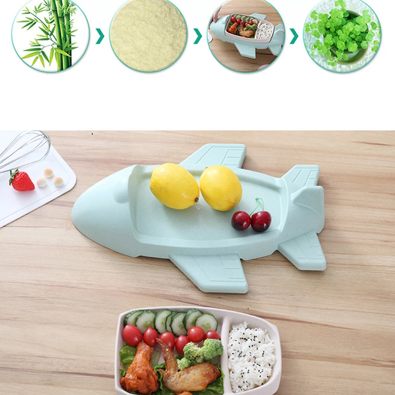 

Cute Cartoon Airplane Shaped Children's Food Supplement Bowl Infant Baby Toddlers Kids Bamboo Fiber Food Feeding Plate Tableware