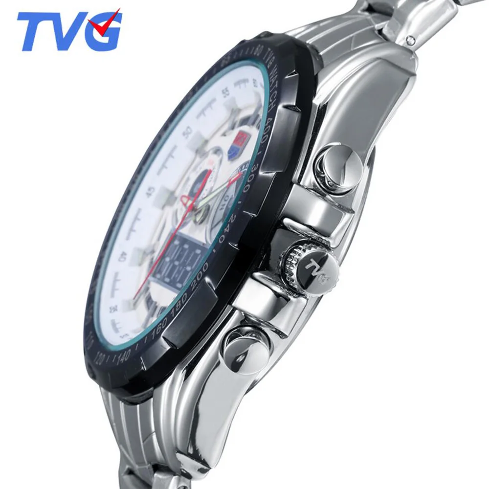 relogio masculino TVG Mens Watches Top Brand Luxury Dual Display Digital Analog Quartz Watch Men Mi