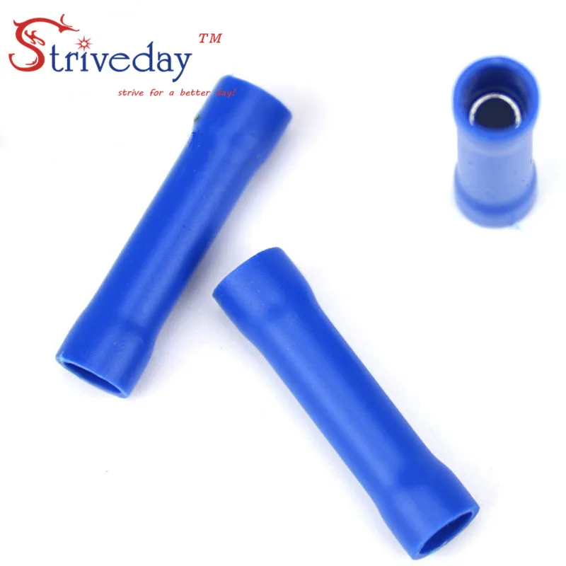 

500pcs / lot high quality BV2 double line Tubular Pre-insulated terminal Tubular intermediate wiring Cold Terminals Blue