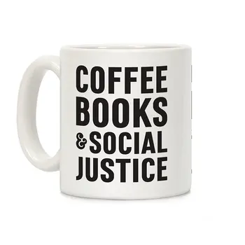 

Coffee Books Social Justice White 11 Ounce Ceramic Coffee Mug