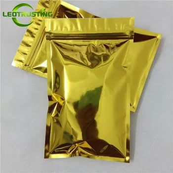 

Leotrusting 100pcs Flat Bottom Glossy Gold Aluminizing Bag Ziplock Bag Mylar Coffee Herbal Package Bag Fidget Spinner Toys Bag